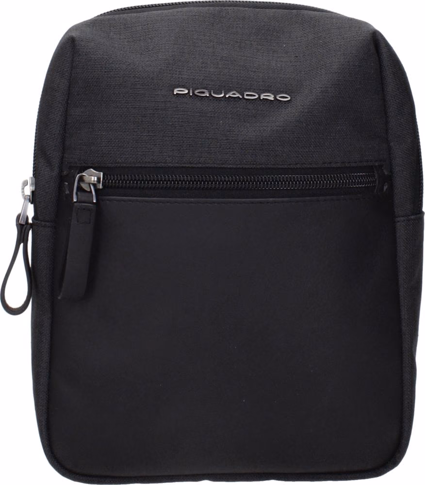 Piquadro Black Fabric Crossbody Bag