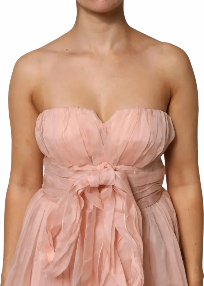 Dolce & Gabbana Pink Silk Chiffon A-line Pleated Midi Dress