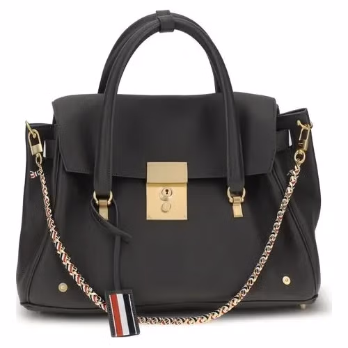 Thom Browne Gray Calf Leather Bos Taurus Handbag
