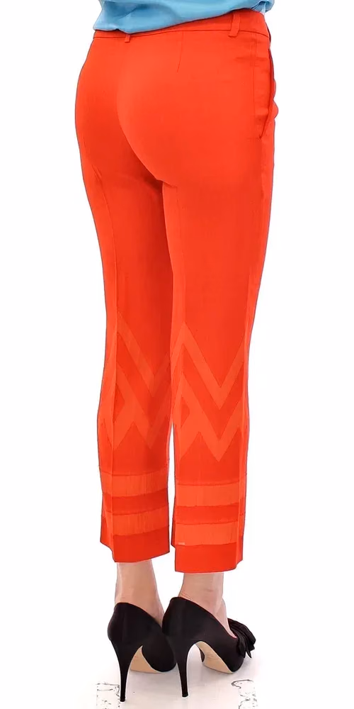 Versace Collection Red Pants Cropped 3/4 Short Nude Capri Pants