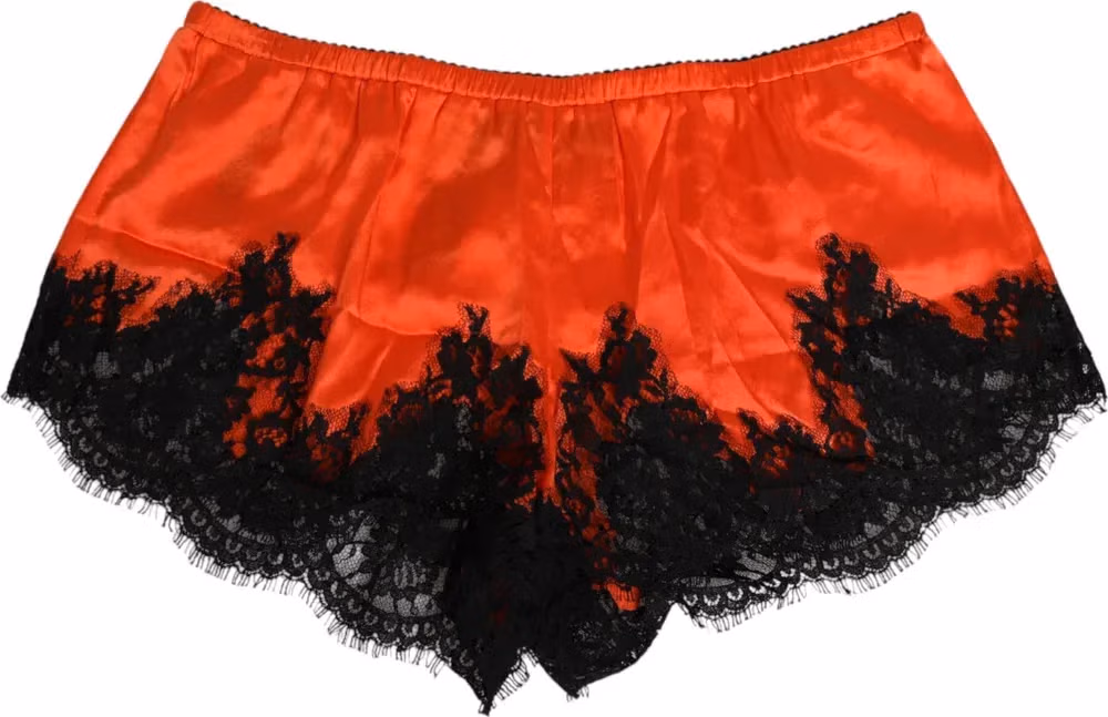 Dolce & Gabbana Red Silk Satin Lace Shorts Underwear