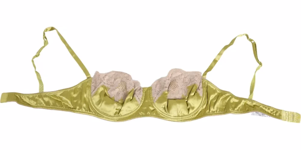 Dolce & Gabbana Lime Green Silk Satin Lace Padded Balconnet Underwear