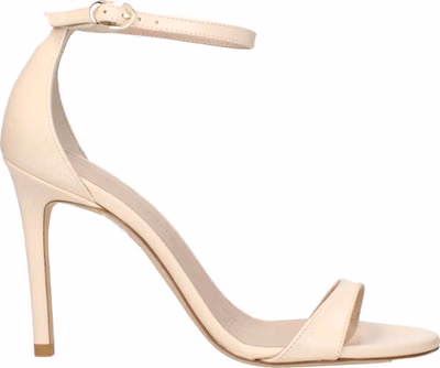 Beige Leather Stiletto Heel Sandals