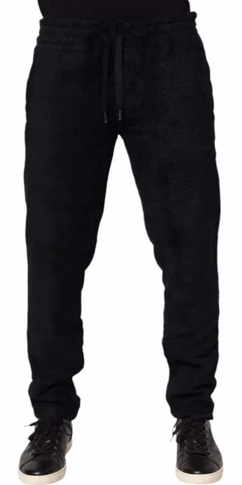 Dolce & Gabbana Black Cotton Logo Men Jogger Sweatpants Pants