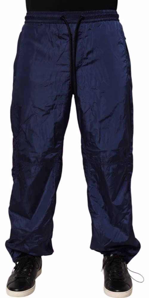 Dolce & Gabbana Blue Nylon Straight Jogger Sweatpants Pants