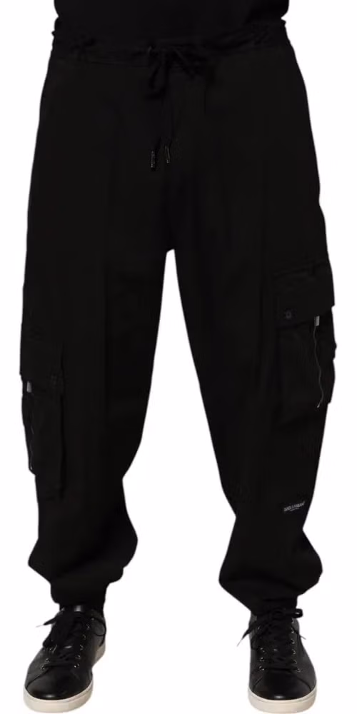 Dolce & Gabbana Black Cotton Cargo Jogger Sweatpants Pants