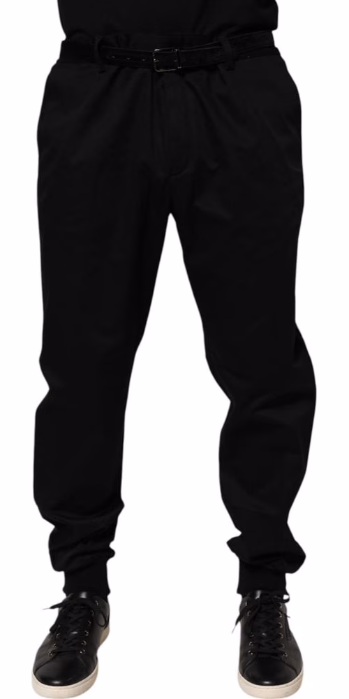 Dolce & Gabbana Black Cotton Stretch Casual Trouser Pants