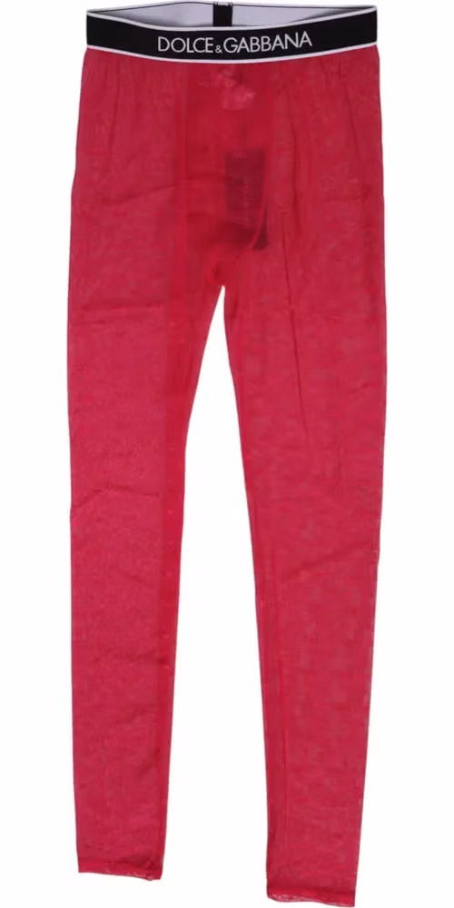 Dolce & Gabbana Fuchsia Nylon Logo Lace Leggings Pants Underwear