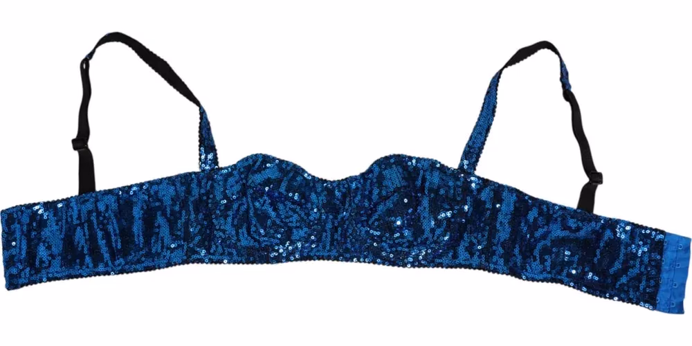 Dolce & Gabbana Blue Sequin Embellished Balconnet Bra Underwear