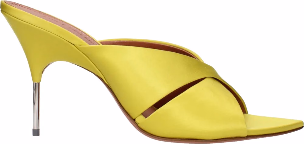Amina Muaddi Green Satin Stiletto Heel Sandals