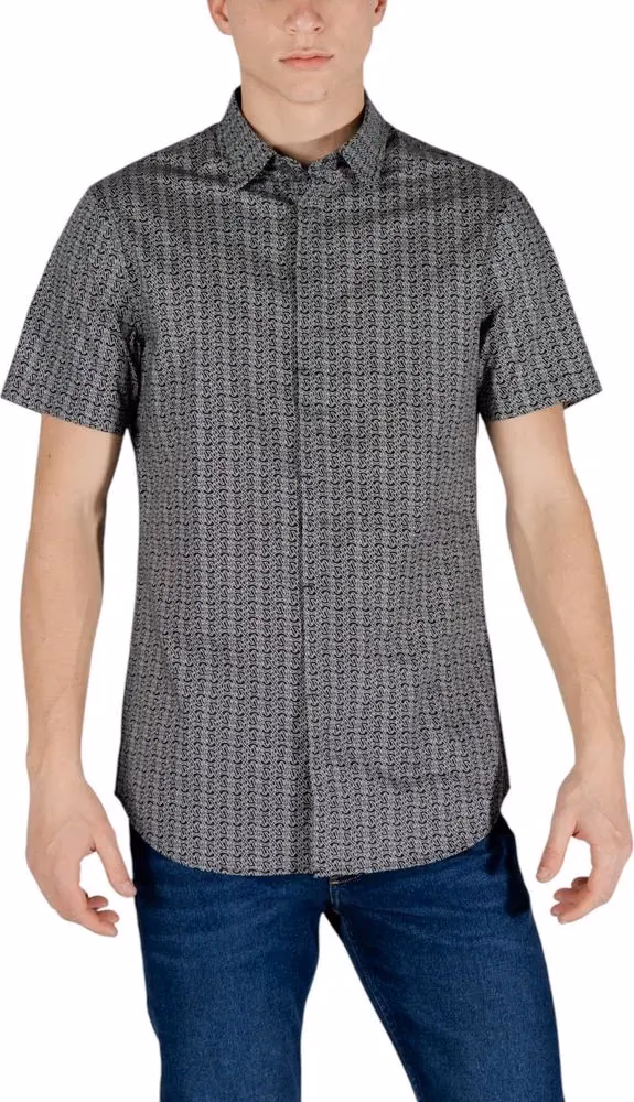 Armani Exchange Black Cotton Shortsleeve Shirt