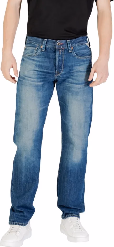 Replay Blue Cotton Relaxed Fit Jeans