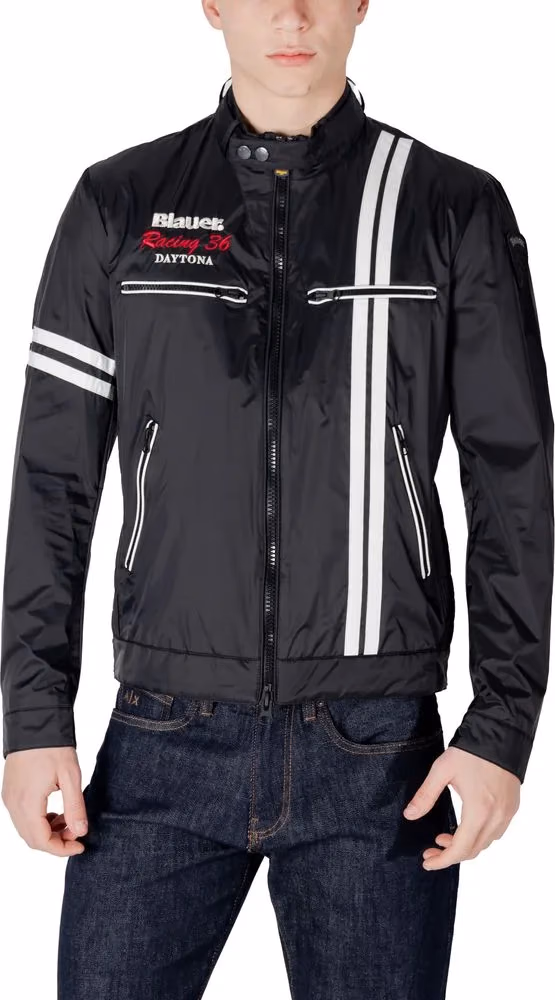 Blauer Black Polyamide Biker Jacket
