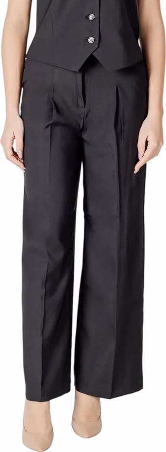 ICHI Black Polyester Casual Pants