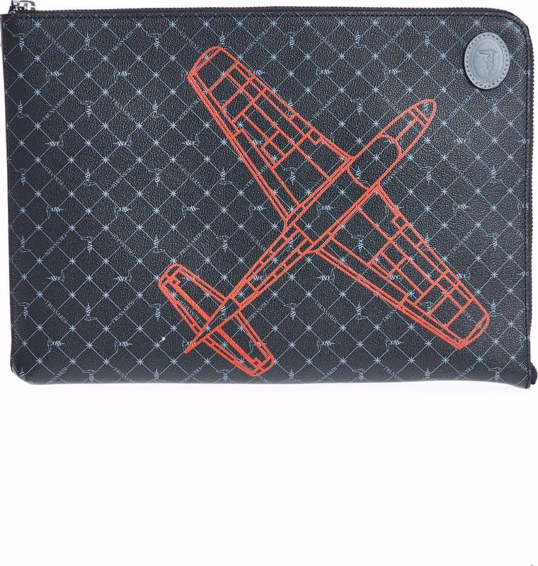 Trussardi Black Leather Men Clutch