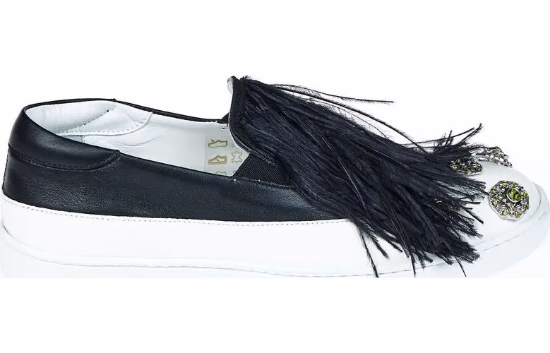 Mr&Mrs Italy Black Leather Women Slip-On Shoe