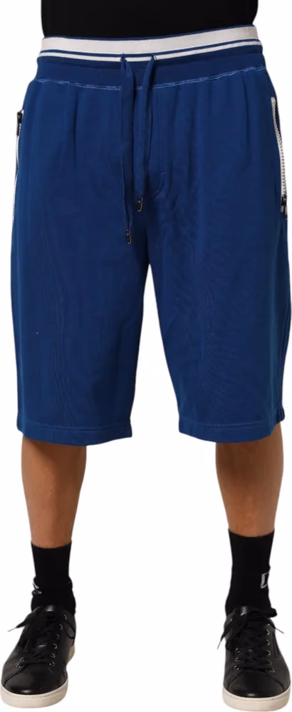 Dolce & Gabbana Blue Cotton Blend Bermuda Sweatpants Shorts