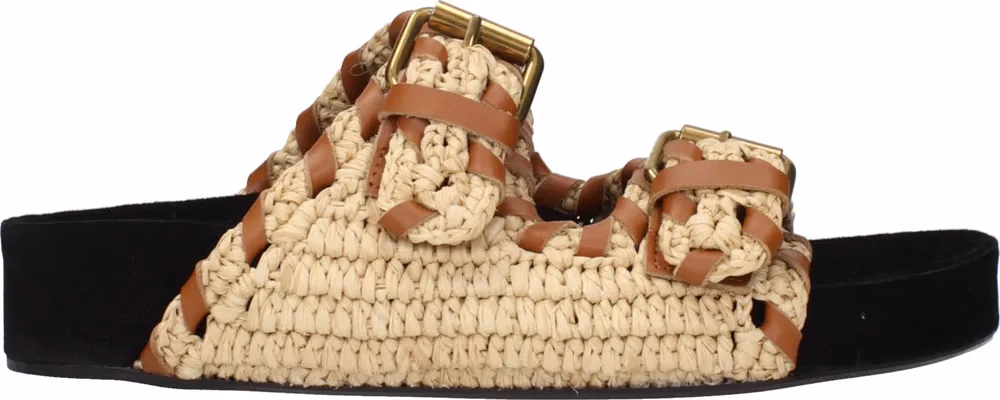 Isabel Marant Beige Raffia Slippers