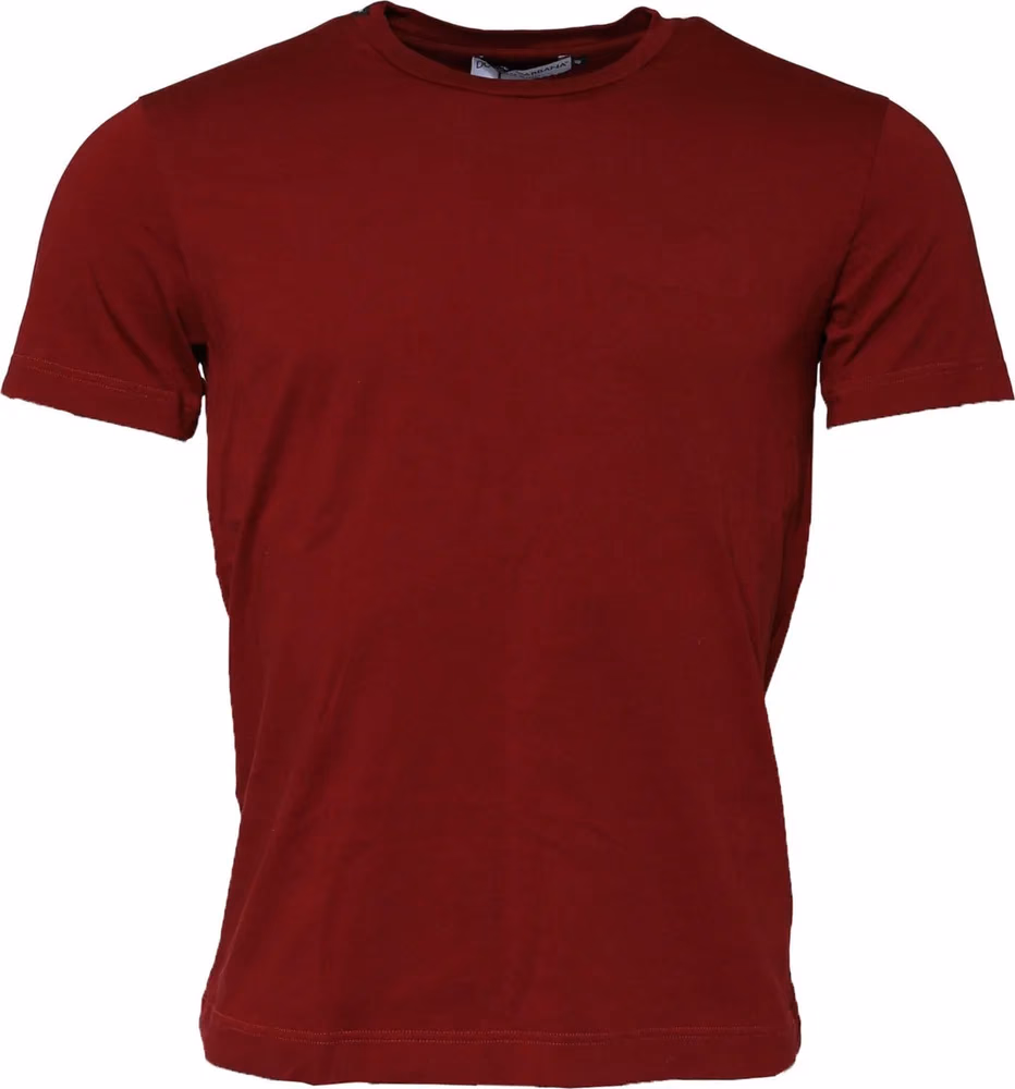 Dolce & Gabbana Maroon Cotton Crew Neck Short Sleeves T-Shirt
