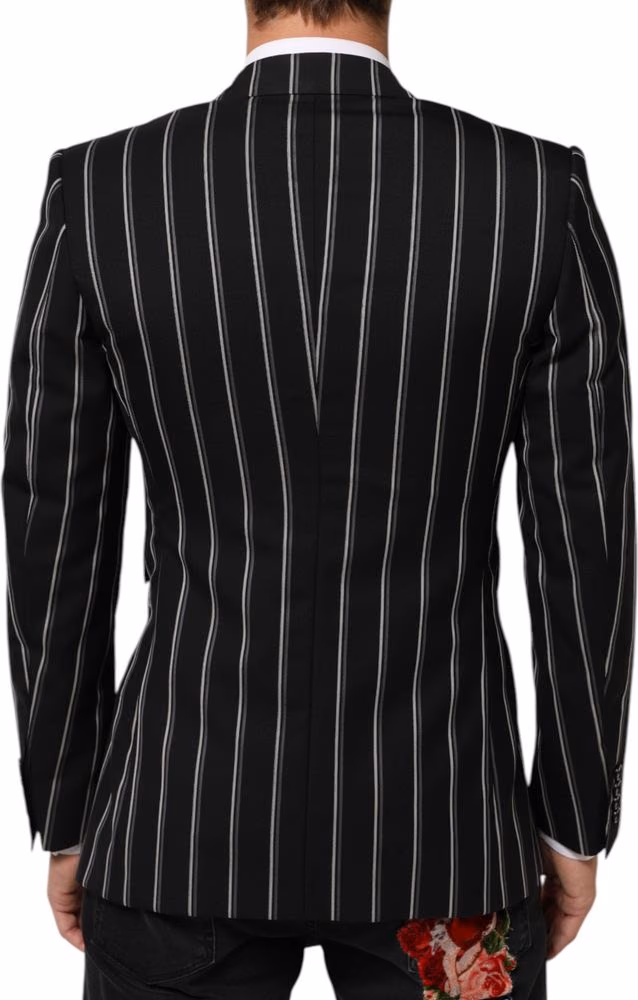 Dolce & Gabbana Dark Gray Stripes SICILIA 1 Button Suit Blazer