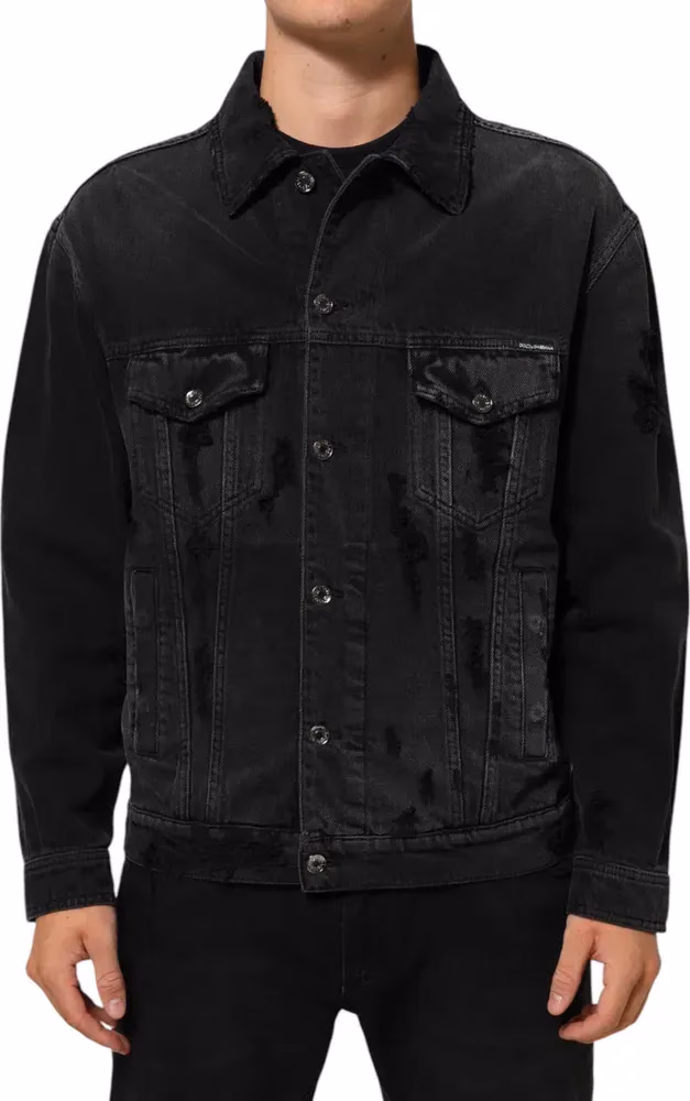 Dolce & Gabbana Black Cotton Stretch Denim Blouson Jacket