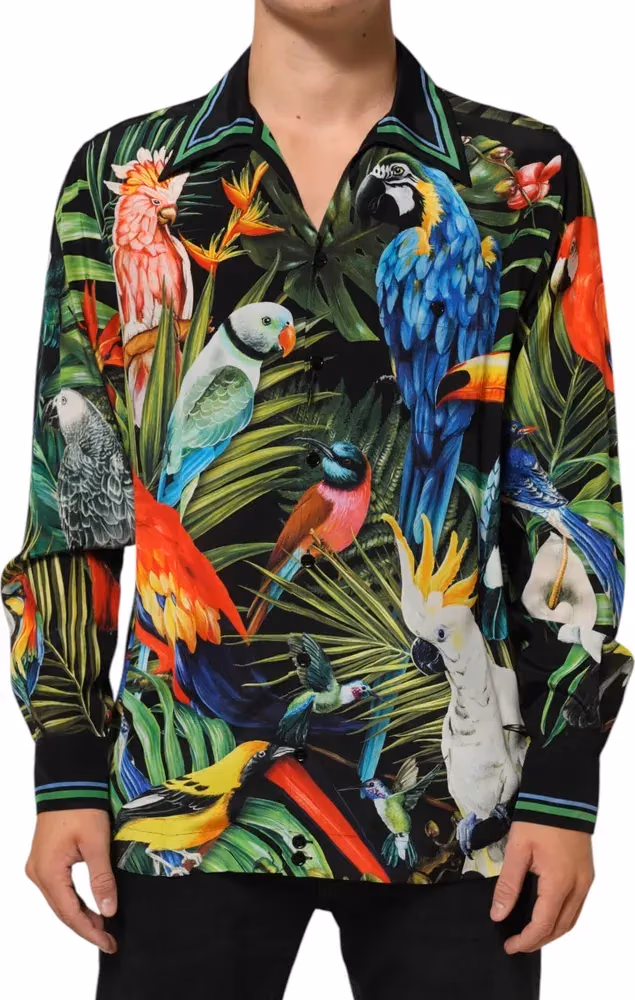 Dolce & Gabbana Multicolor Parrot Print Lounge Casual Shirt