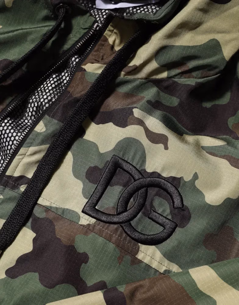 Dolce & Gabbana Green Camouflage Hooded Sweatshirt Jacket