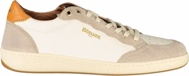 Blauer White Leather Men Sneaker