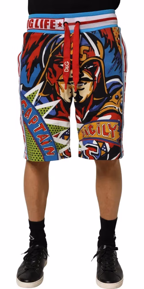 Dolce & Gabbana Multicolor Captain Sicily Men Bermuda Shorts