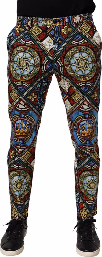 Dolce & Gabbana Multicolor Stained Glass Window Style Print Men Pants