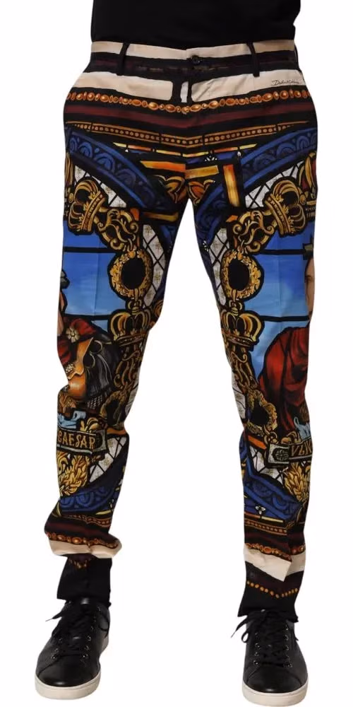 Dolce & Gabbana Multicolor Julias Ceasar Print Tapered Pants