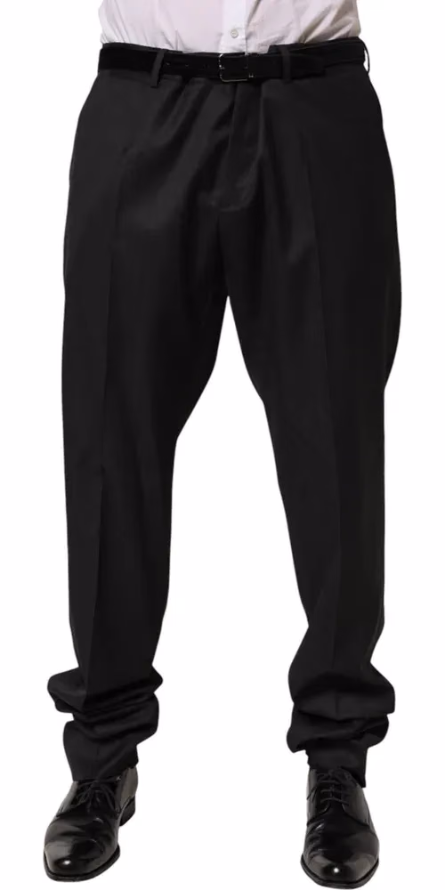 Dolce & Gabbana Black Wool Formal Dress Men Trouser Pants