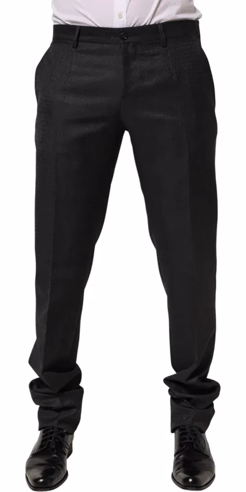 Dolce & Gabbana Black Wool Formal Dress Men Trouser Pants