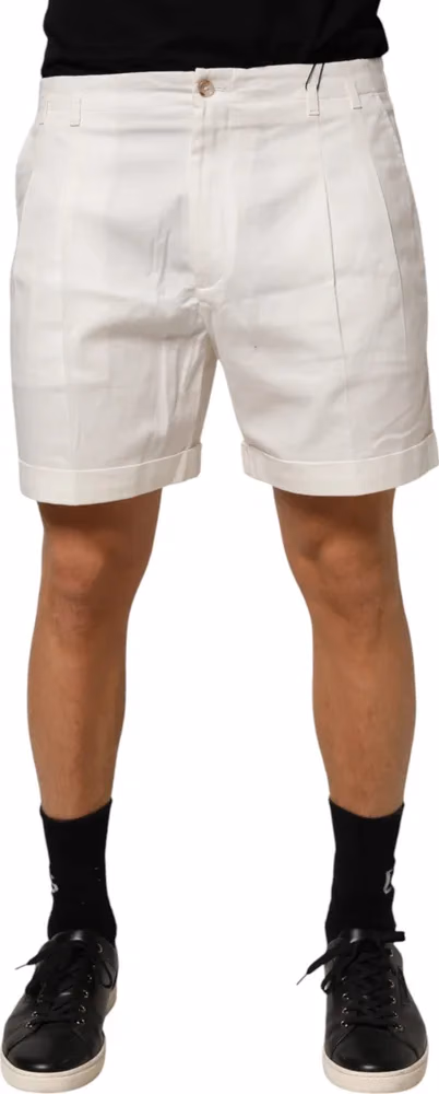 Dolce & Gabbana White Cotton Mid Waist Men Bermuda Shorts