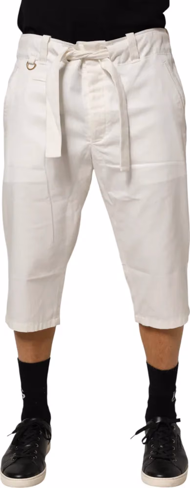 Dolce & Gabbana White Cotton Stretch Cropped Trouser Pants