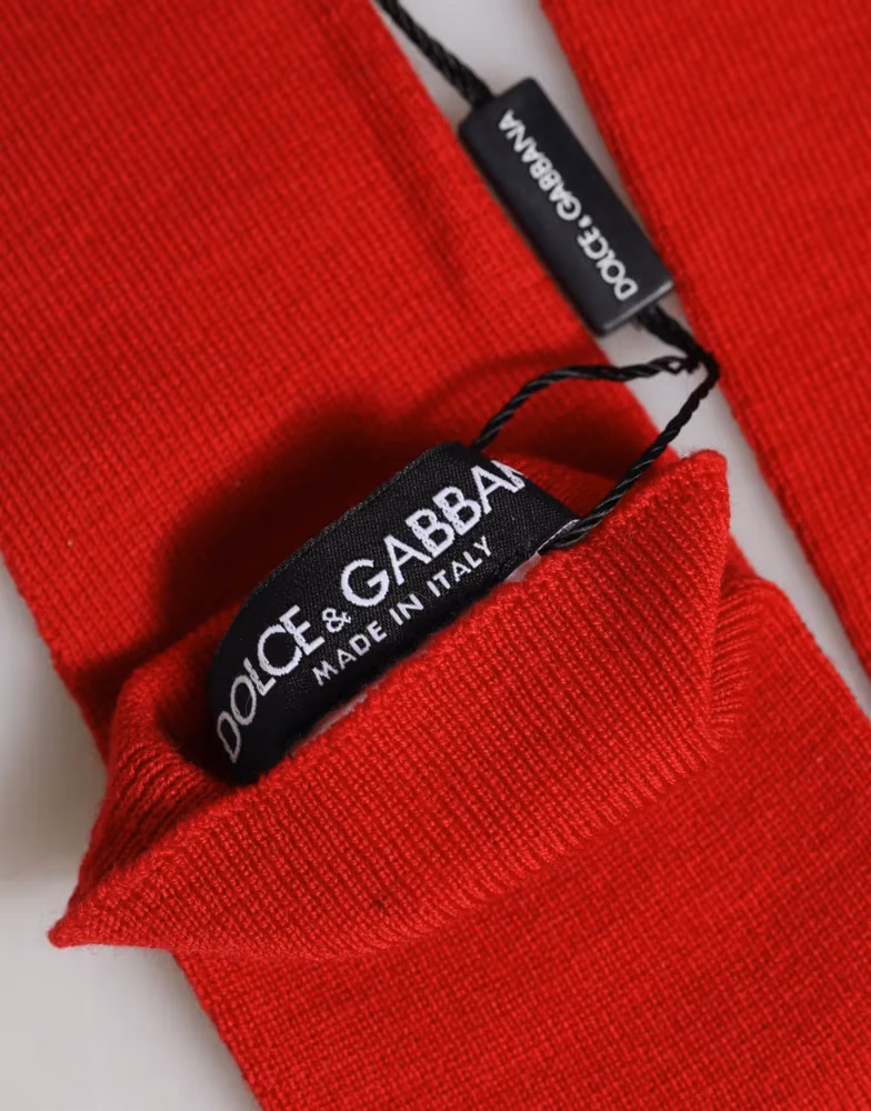 Dolce & Gabbana Red Wool Knitted Fingerless Elbow One Length Gloves