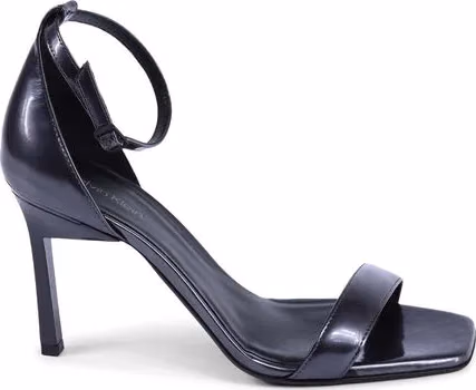 Calvin Klein Black Leather Stiletto Heel Sandals