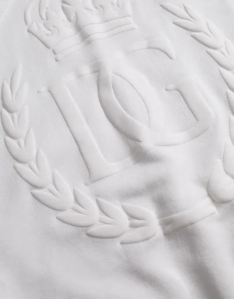 Dolce & Gabbana White Cotton Hooded Pullover Sweatshirt Men