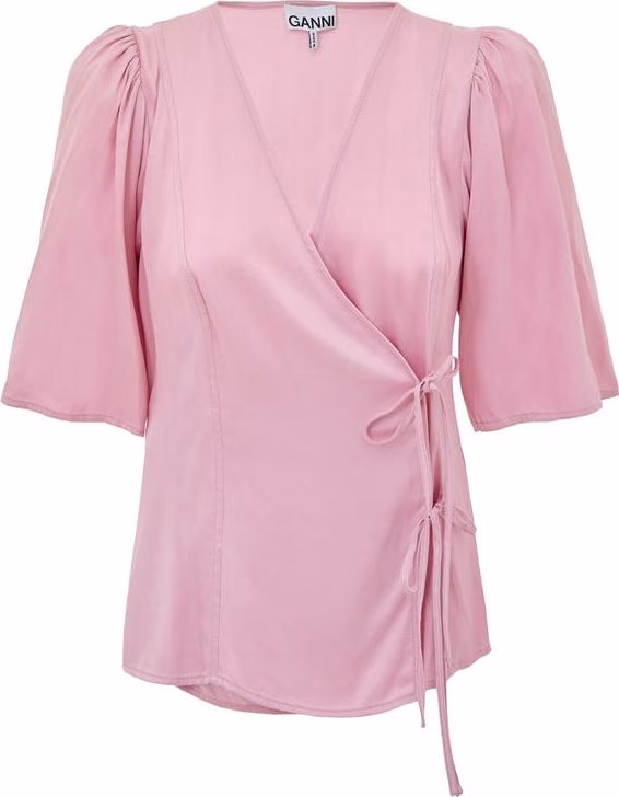 Ganni Pink Satin Tank Tops