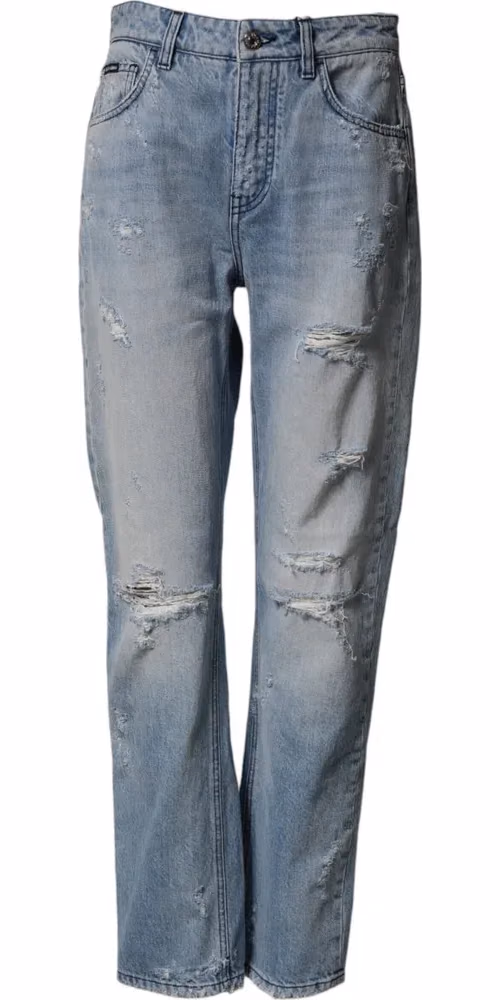Dolce & Gabbana LightBlue Ripped Washed BOYFRIEND Denim Jeans