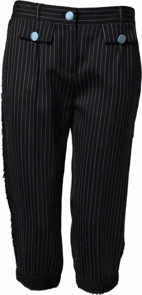Dolce & Gabbana Black Wool Stripes Cropped Trouser Pants