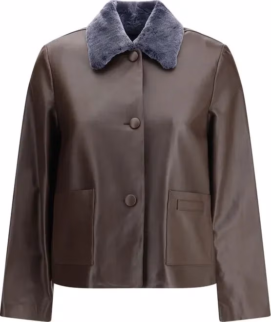 Marni Brown Leather Leather Jacket