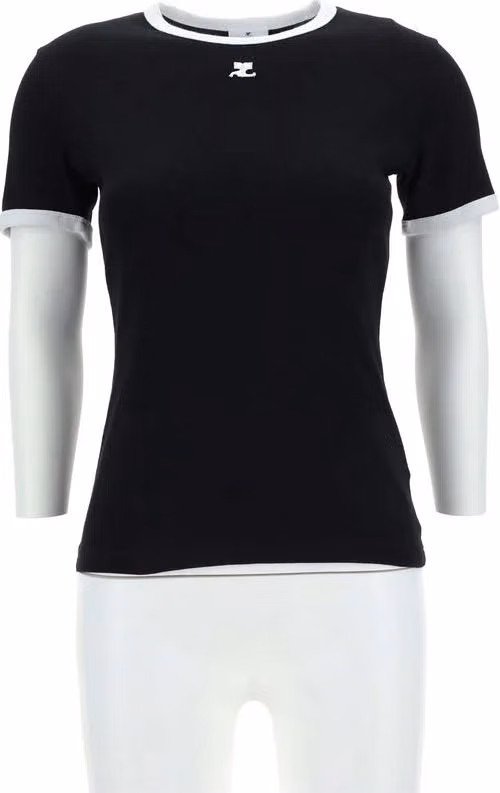Courrèges Black Cotton T-Shirt
