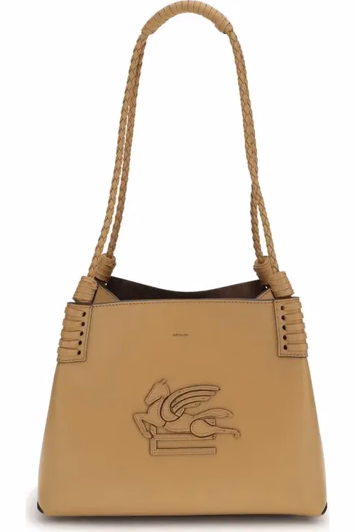 Etro Beige Calf Leather Bos Taurus Shoulder Bag
