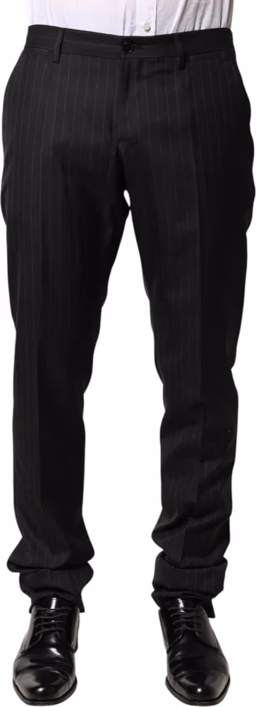 Dolce & Gabbana Black Stripes Wool Men Dress Trousers Pants