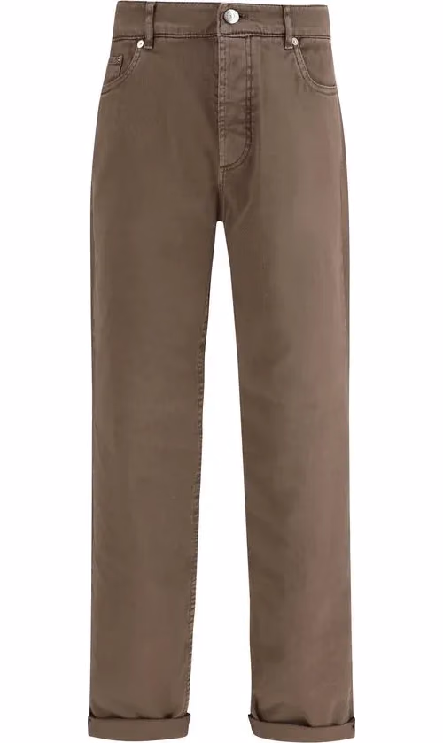Brunello Cucinelli Brown Cotton Relaxed Fit Jeans