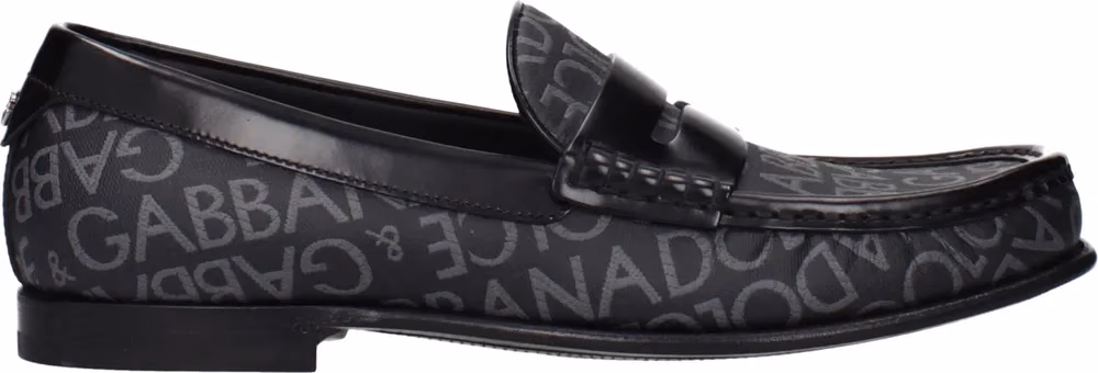 Dolce & Gabbana Black Fabric Slip-On Loafers