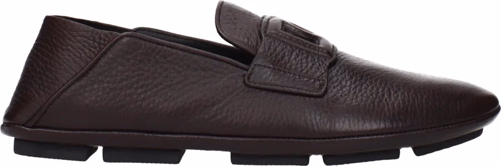 Dolce & Gabbana Brown Leather Slip-On Loafers
