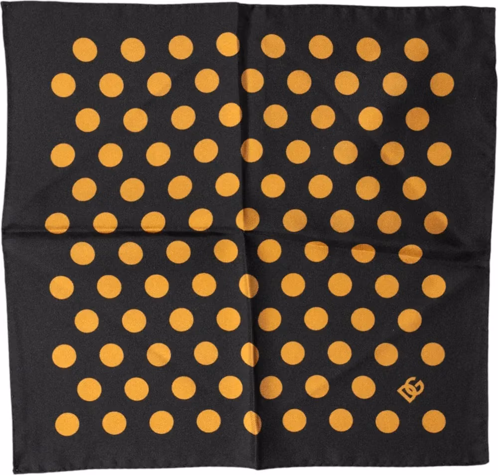 Dolce & Gabbana Black Polka Dot Square Handkerchief Scarf