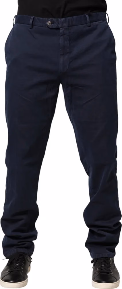 Santaniello Dark Blue Mid Waist Skinny Chino Trouser Pants